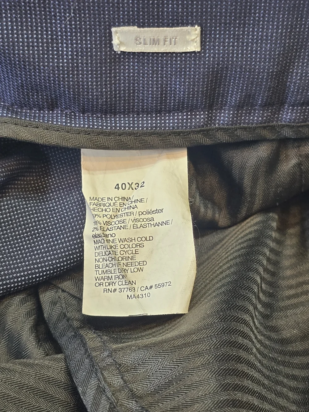 Perry Ellis Portfolio Men's Slim Fit Navy Blue Dress Pants 40x32